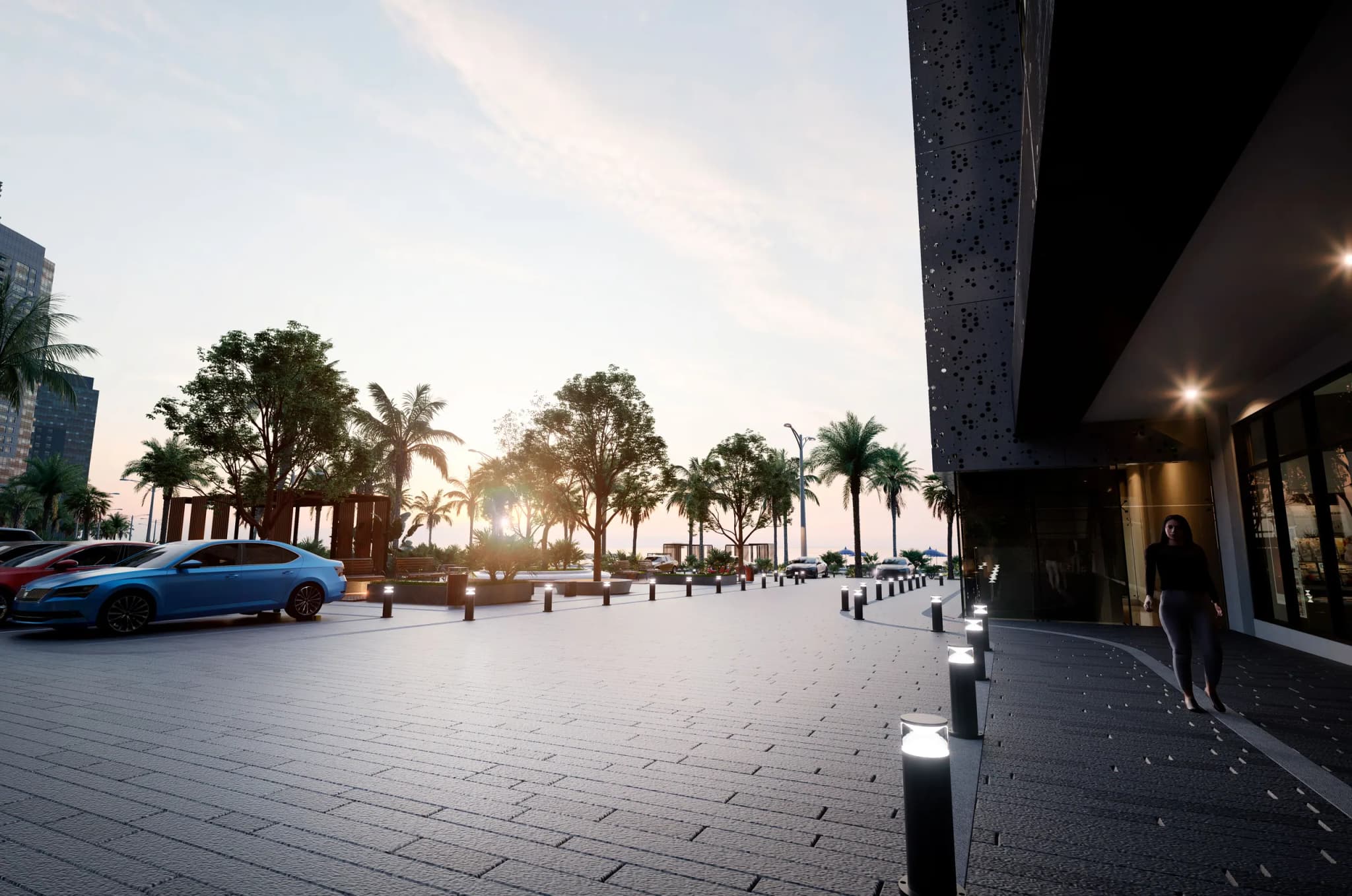 Plaza al atardecer